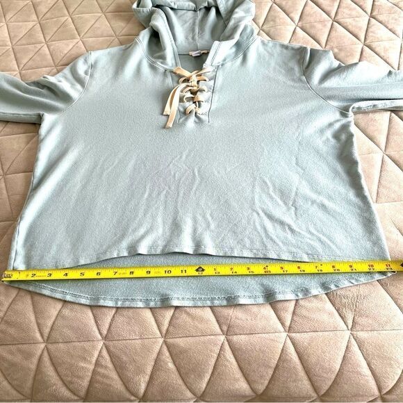 Eberjey Mason Lace-Up Mason Stretch Pima Cotton Modal Sky Blue Hoodie Size Large - Picture 12 of 16